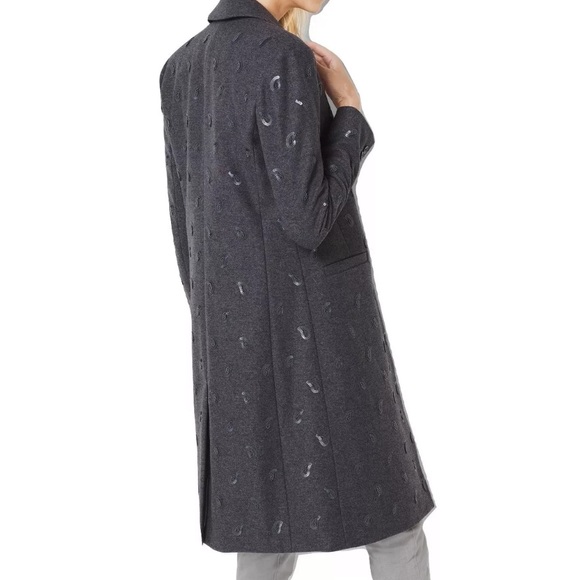 NEW Michael Kors derby embroidered grey coat $695 - Picture 3 of 9